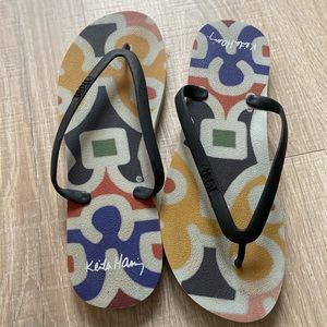 Tidal flip flops with Keith Haring design size 9